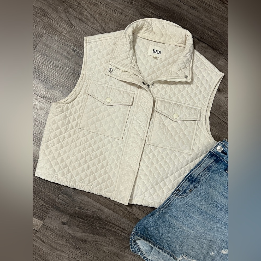 BKE Cream Quilted Vest